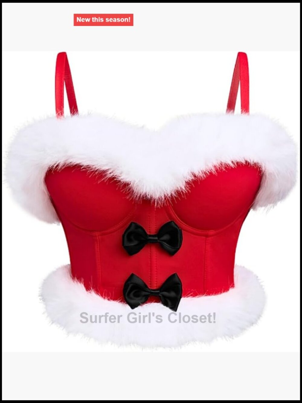 Faux Fur Christmas Corset Top, Sexy Santa Bustier for Women, Holiday Costume